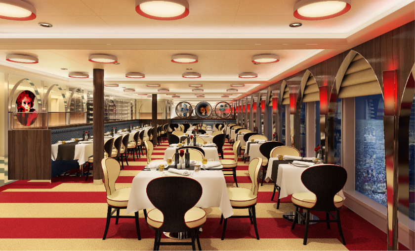 Dinerzaal aan boord van cruiseschip Koningsdam