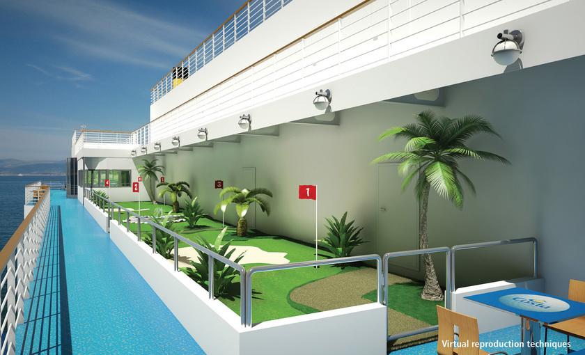 Een minigoldbaan op de Costa Luminosa