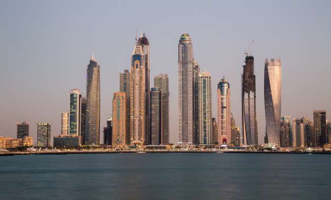 De skyline van Dubai